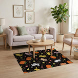 Cute Halloween Cats Pumpkins Area Rug
