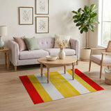 Bold Red Yellow Horizontal Stripe Area Rug
