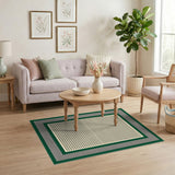 Green Border Houndstooth Area Rug