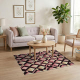 Pink Faceted Diamond Geometric Area Rug