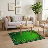 Lucky Clover Vine Border Green Area Rug