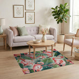 Multi-color and Patterns Vibrant Pink Flamingo Coastal Area Rug