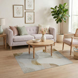 Neutral Beige Wavy Abstract Area Rug