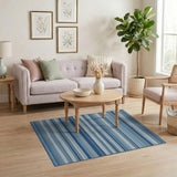 Geometric Modern Blue Striped Geometric Area Rug