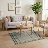 Modern Black Grid on Beige Woven Area Rug