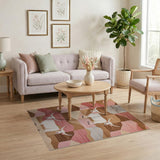 Pink Longhorn Cow Southwestern Geometric Rug