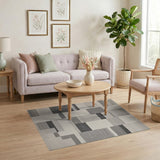 Geometric Modern Black White Geometric Block Rug
