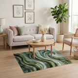 Lush Green Ocean Waves Area Rug