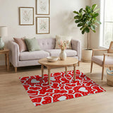 Playful Red Heart Pattern Area Rug