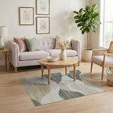 Abstract Wavy Beige Grey Area Rug