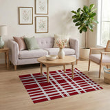 Rustic Farmhouse Bold Red White Plaid Area Rug