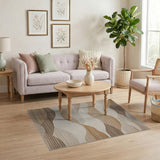 Modern Wavy Hills Brown Tan Area Rug