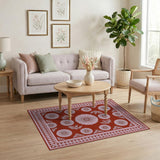 Pink Floral Red Area Rug