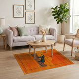 Orange Panther Sunset Silhouette Area Rug