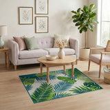 Tropical Green Palm Monstera Leaf Area Rug