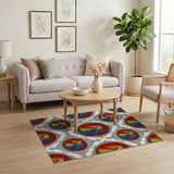 Rainbow Stage Medallion Washable Area Rug