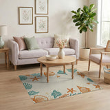 Coastal Seashell Starfish Area Rug