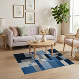 Geometric Modern Modern Blue Block Geometric Area Rug