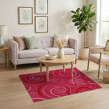 Pink Vibrant Pink Swirl Abstract Area Rug