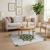 Ornate Green Gold Mandala Area Rug