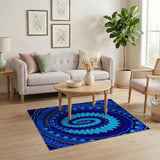 Navy Blue Mandala Spiral Area Rug