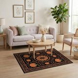 Orange Pumpkin Mandala Area Rug