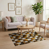 Gold and Silver Gold Geometric Modern Area Rug