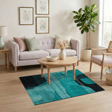 Modern Teal Geometric Abstract Area Rug