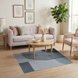 Modern Blue Overlapping Circles Geometric Area Rug