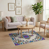Purple Floral Medallion Persian Rug