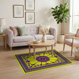 Traditional Persian Multi-color and Patterns Vibrant Yellow Persian Medallion Area Rug