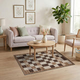 Geometric Modern Brown Tan Geometric Patchwork Area Rug