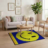 Yellow Smiley Face Pixel Art Rug