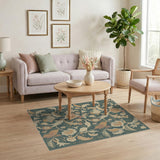 Teal Vintage Floral Area Rug