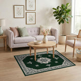 Elegant Green Persian Medallion Traditional Persian Area Rug