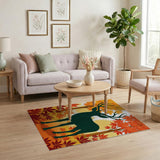 Majestic Autumn Deer Silhouette Area Rug