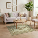 Gold Ornate Border Cream Area Rug