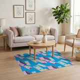 Vibrant Ticket Print Washable Area Rug