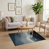 Starry Night Sky Moon Waves Blue Rug
