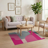 Multi-color and Patterns Vibrant Pink Grey Geometric Modern Area Rug