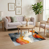 Abstract Flow Orange Gold Area Rug