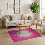 Radiant Pink Sunburst Geometric Area Rug