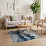 Abstract Area Abstract Blue Mountain Peaks Area Rug