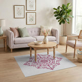 Pink Floral Mandala Area Rug
