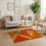 Orange Vibrant Orange Geometric Triangle Area Rug