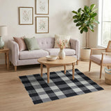 Black White Checkered Woven Farmhouse Rug