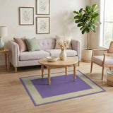 Purple Beige Bordered Geometric Area Rug