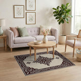 Traditional Persian Beige and Neutral Ornate Beige Persian Medallion Area Rug