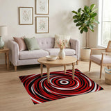 Bold Red Swirl Geometric Area Rug