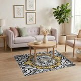 Gold and Silver Elegant Black Gold Persian Medallion Area Rug
